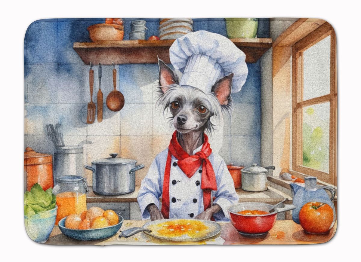 Chinese Crested The Chef Memory Foam Kitchen Mat Machine Washable Anti-Fatigue Mat Cushion Comfort Bath Mat Or Kitchen Rug_maomaolike.com