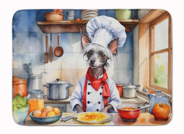 Chinese Crested The Chef Memory Foam Kitchen Mat Machine Washable Anti-Fatigue Mat Cushion Comfort Bath Mat Or Kitchen Rug_maomaolike.com