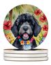 Portuguese Water Dog Luau Large Sandstone Coasters Pack Of 4 Absorbent Round Coasters Decor Gifts For Men Or Women, 4 In, Multicolor_maomaolike.com