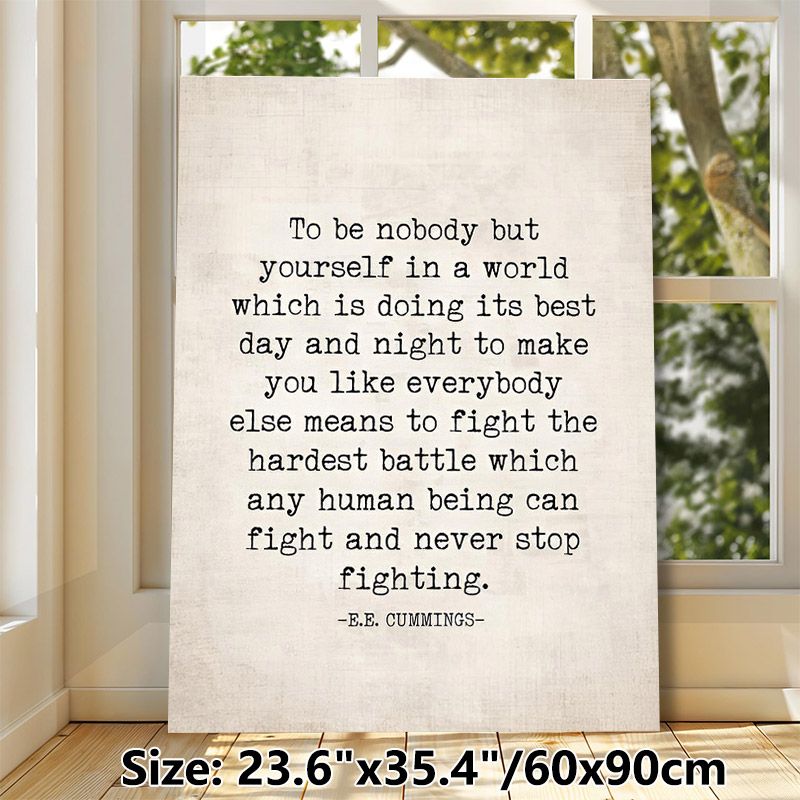 Inspirational Quote Painting Poster, Vintage Typographic Text Poster, Motivating E.E. Cummings Quote To Embrace Self-authenticity, Ideal For Home_maomaolike.com