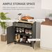 Kitchen Storage Cabinet, Sideboard Floor Cupboard With Solid Wood Top, Adjustable Shelf, And 2 Drawers, Distressed Black_maomaolike.com
