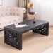 47.2 Solid Black Carved Wood Coffee Table - Handcrafted Look With Ornate Side Panels_maomaolike.com