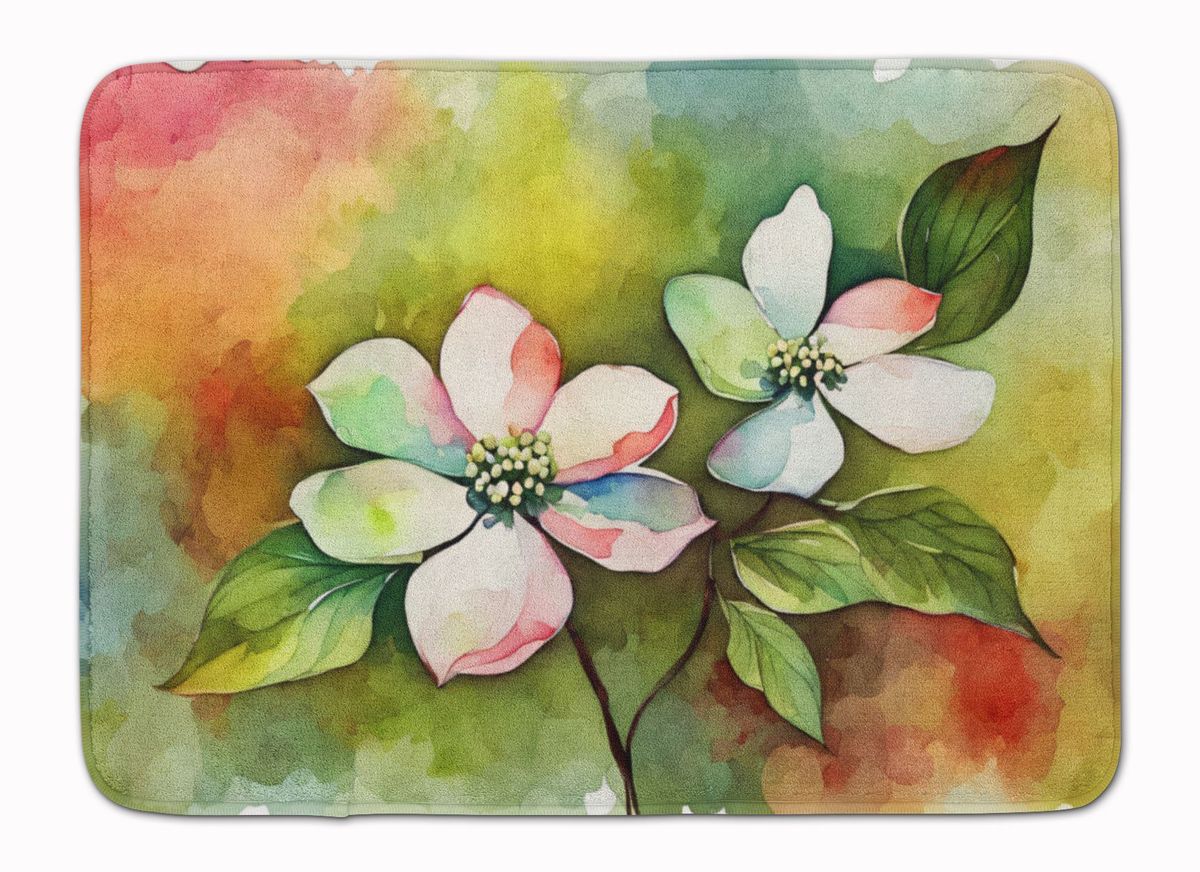 Virginia American Dogwood In Watercolor Memory Foam Kitchen Mat Machine Washable Anti-Fatigue Mat Cushion Comfort Bath Mat Or Kitchen Rug_maomaolike.com