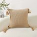 SOGA 2X 50CM Light Brown Pillow With Tassel Accents, Rizzy Transitional Cover Throw Pillow_maomaolike.com