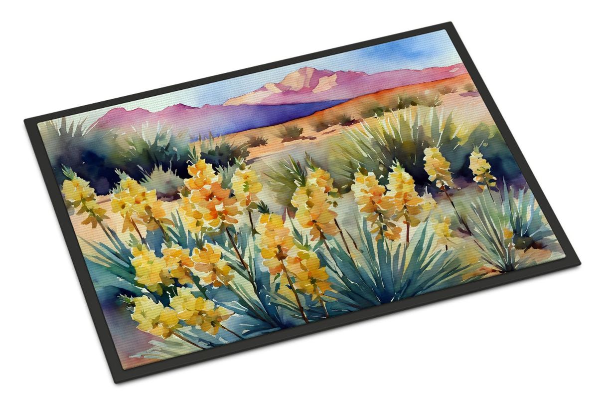 New Mexico Yucca Flower In Watercolor Doormat Front Door Mat Indoor Outdoor Rugs For Entryway, Non Slip Washable Low Pile, 24H X 36W_maomaolike.com