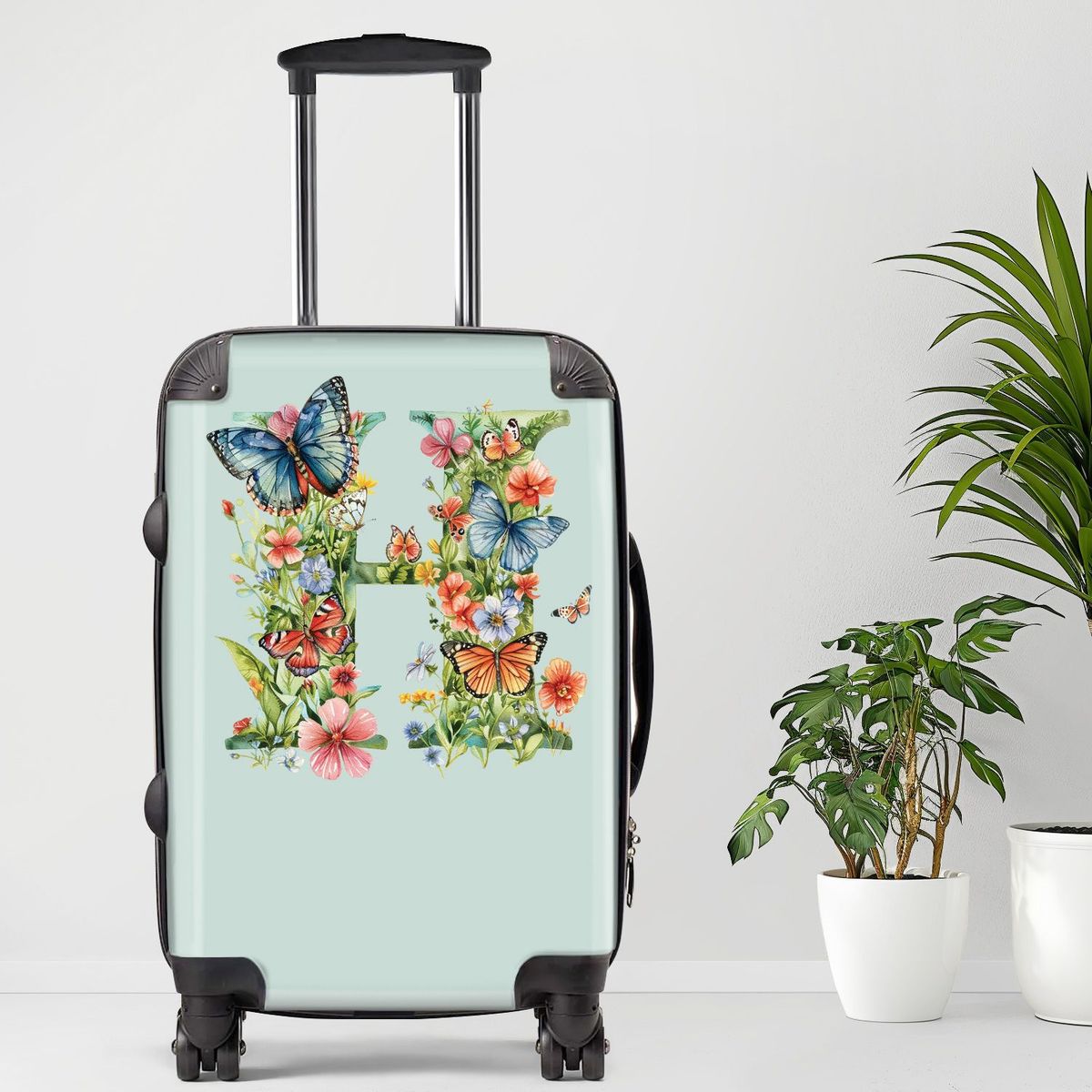 Letter H2 Luggage, 20/24/28 Inch Luggage, Carry-On, Custom Luggage, Luggage Set, Suitcase, Travel, Vacation, Cabin Suitcase, Custom Suitcase, Personalized Luggage_maomaolike.com
