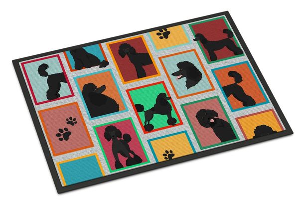 Lots Of Black Standard Poodle Doormat Front Door Mat Indoor Outdoor Rugs For Entryway, Non Slip Washable Low Pile, 24H X 36W_maomaolike.com