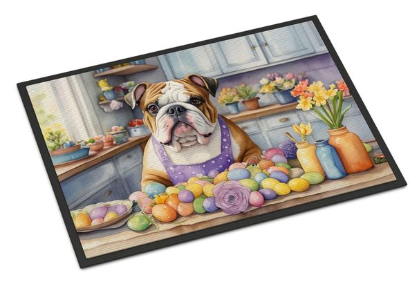 Decorating Easter English Bulldog Doormat Front Door Mat Indoor Outdoor Rugs For Entryway, Non Slip Washable Low Pile, 24H X 36W_maomaolike.com