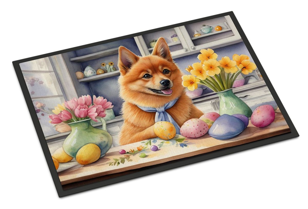 Decorating Easter Finnish Spitz Doormat Front Door Mat Indoor Outdoor Rugs For Entryway, Non Slip Washable Low Pile, 24H X 36W_maomaolike.com