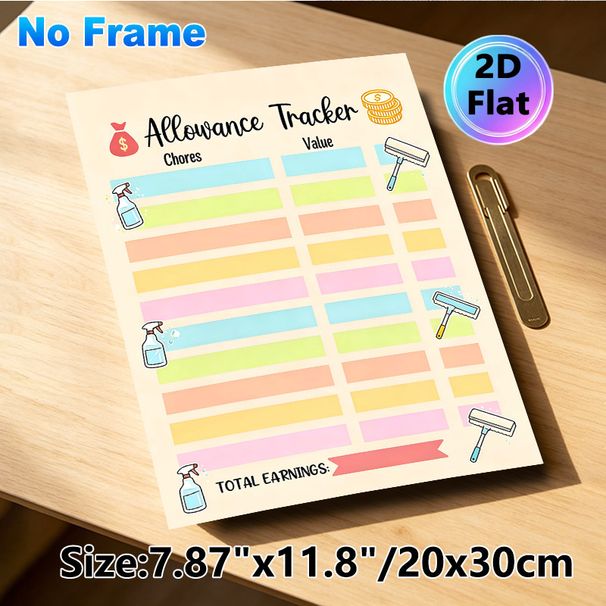 Allowance Tracker Painting Poster, Colorful Chore-themed Illustrated Poster, Practical Tool To Track Chores And Corresponding Earnings For Home_maomaolike.com