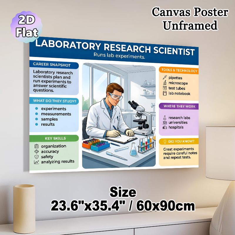 Laboratory Research Scientist Painting Poster, Informative Cartoon-style Lab Scene Poster, Educational Career Guide Suitable For Labs, Offices And_maomaolike.com