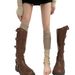 Vintage folded boots and socks matching hollow wheat pile socks Japanese girls cotton thigh socks leg sets_maomaolike.com