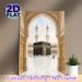 Kaaba Themed Painting Poster, Soft Watercolor-style Islamic Sacred Site Poster, Serene Religious Scene Suitable For Home And Prayer Room Decor_maomaolike.com