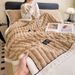 Cross-Border A-Class Thickened Golden Mink Milk Velvet Cut Grid Multi-Functional Throw Office Nap Blanket Wholesale_maomaolike.com