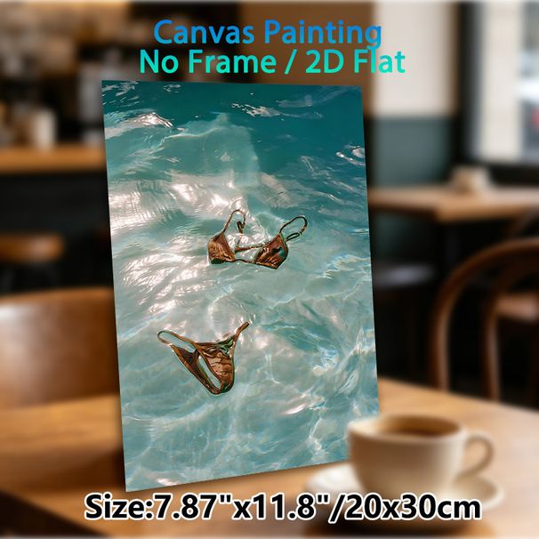 Pool Bikini Painting Poster, Soft-hued Underwater Pool Scene Poster, Calming Summer-style Decor Suitable For Bedroom, Living Room And Coastal-themed_maomaolike.com