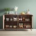 Sideboard Buffet Set Of 2, Accent Rattan Storage Cabinet With DoorsBrwo_maomaolike.com
