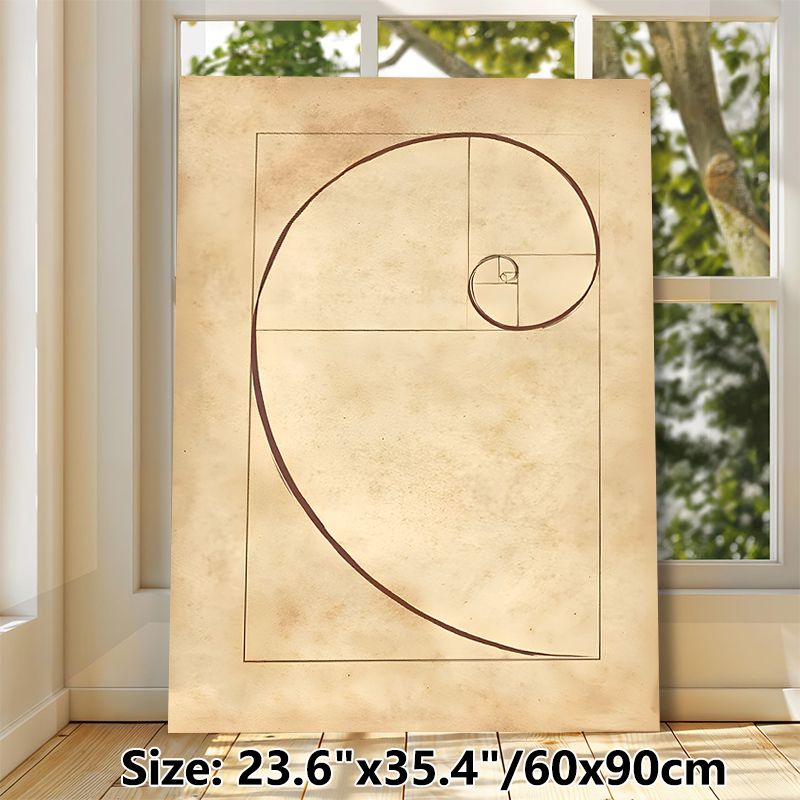 Golden Ratio Fibonacci Spiral Painting Poster, Vintage Aged Paper-style Geometric Poster, Minimalist Mathematical Art Decor For Home Office & Study_maomaolike.com