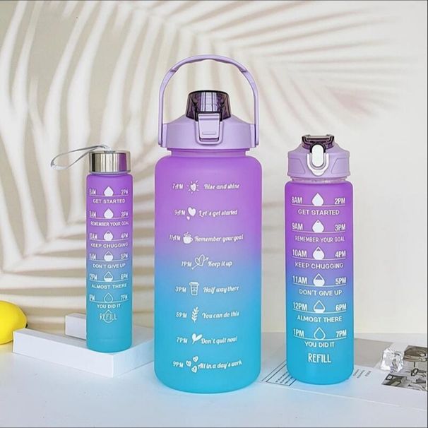 3Pcs Gradient Plastic Set Large Capacity Sports Water Bottle Outdoor Travel Gym Fitness Jugs Student Portable Cup WIth_maomaolike.com