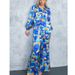 Women's Clothing new fashion printed bubble long-sleeved shirt lace-up wide-leg pants two-piece suit_maomaolike.com
