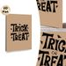 Halloween Trick Or Treat Painting Poster, Minimalist Retro Typographic Poster, Bold Black Text With Bat Accents On Warm Tone, Adds Festive Halloween_maomaolike.com