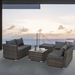Patio Furniture, Outdoor Furniture, Seasonal PE Wicker Furniture, 4 Set Wicker Furniture With Tempered Glass Coffee Table_maomaolike.com