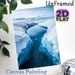 Glacial River Canyon Painting Poster, Serene Cool-toned Icy Canyon With Tranquil Blue Water Poster, Calming Natural Scenery Ideal For Living Room_maomaolike.com