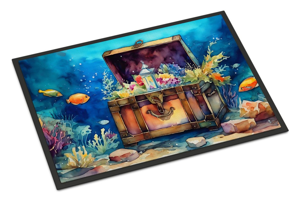 Treasure Chest Doormat Front Door Mat Indoor Outdoor Rugs For Entryway, Non Slip Washable Low Pile, 24H X 36W_maomaolike.com