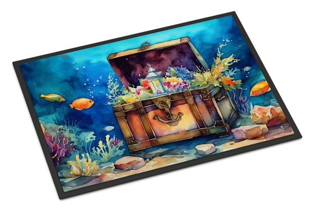 Treasure Chest Doormat Front Door Mat Indoor Outdoor Rugs For Entryway, Non Slip Washable Low Pile, 24H X 36W_maomaolike.com