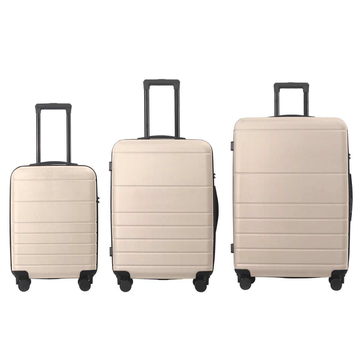 Luggage Sets ABS Hardshell 3pcs Luggage, Lightweight Durable Suitcase Sets Spinner Wheels Suitcase With TSA Lock 20''24''28'' Available(Beige)_maomaolike.com