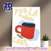 Coffee Themed Painting Poster, Warm Hand-drawn Red Coffee Cup With Spanish Morning Coffee Text Poster, Cozy Vibe Decor Ideal For Kitchen, Café And_maomaolike.com