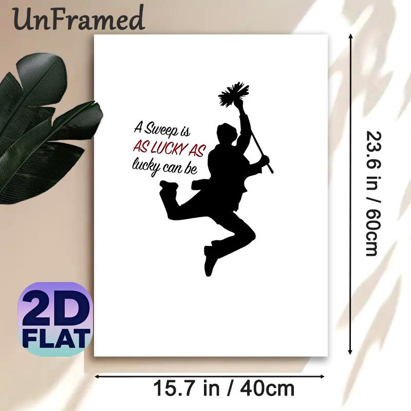 Lucky Chimney Sweep Quote Painting Poster, Minimalist Black Silhouette Poster, Whimsical Luck-inspired Design, Ideal For Living Room And Entryway_maomaolike.com