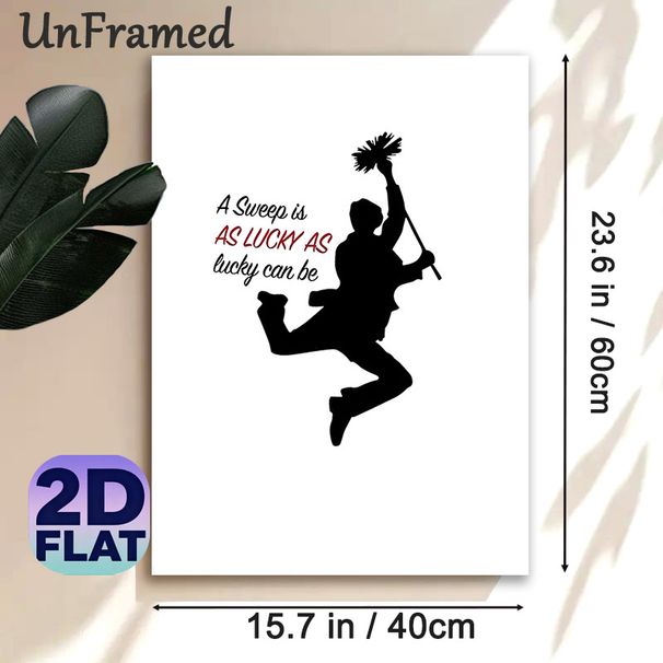 Lucky Chimney Sweep Quote Painting Poster, Minimalist Black Silhouette Poster, Whimsical Luck-inspired Design, Ideal For Living Room And Entryway_maomaolike.com