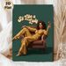 "Sit Like A Lady" Retro Themed Painting Poster, Vintage-style Poster Featuring Stylish Woman In Floral Jumpsuit Lounging On Armchair With Wine Glass_maomaolike.com