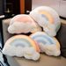 Trendy New Rainbow Warm Cute Star Moon Dual-use Nap Pillow Hand Warmer Plush Cushion Gift_maomaolike.com