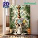Giraffe Bathroom Themed Painting Poster, Playful Tropical-style Poster Featuring A Bespectacled Giraffe Reading Newspaper On Toilet, Lighthearted_maomaolike.com