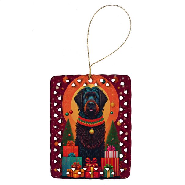 Black Briard Holiday Christmas Porcelain Ornament Christmas Tree Hanging Decorations For Home Christmas Holiday, Rectangle, Gift, Multicolor_maomaolike.com