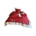 New Chinese Red Wedding 100S Long Staple Cotton Brushed Four-Piece Set National Style Bamboo Leaf Embroidery Quilt Cover All-Cotto_maomaolike.com