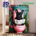 French Bulldog On Toilet Painting Poster, Vibrant Tropical Style Poster, Whimsical Black Bulldog Reading Newspaper Design, Playful Decorative Piece_maomaolike.com