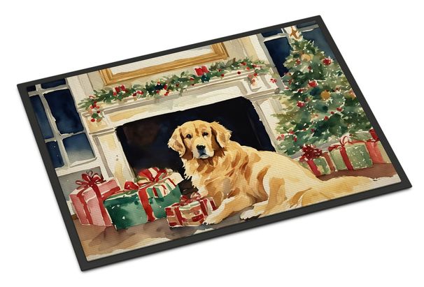 Golden Retriever Cozy Christmas Doormat Front Door Mat Indoor Outdoor Rugs For Entryway, Non Slip Washable Low Pile, 24H X 36W_maomaolike.com