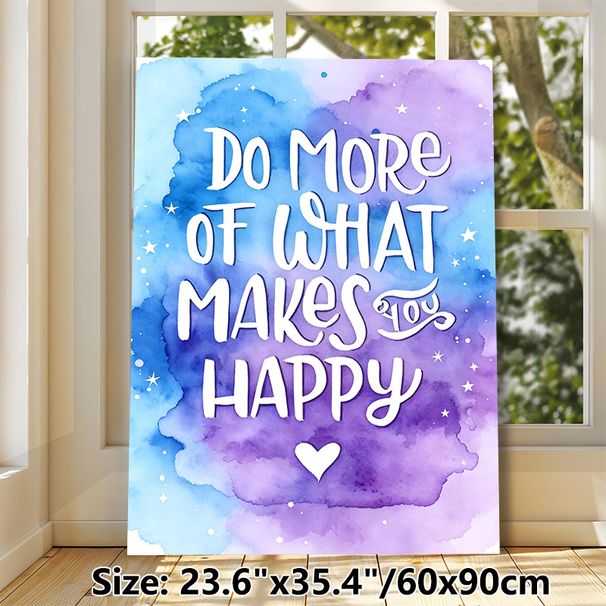 Inspirational Quote Painting Poster, Soft Watercolor Blue-purple Gradient With Stars And Heart Poster, Uplifting Motivational Decor Ideal For Bedroom_maomaolike.com