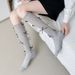 Unisex Solid color multi-bow ballet style calf socks Socks for women thin cute Lolita knee-length lace socks_maomaolike.com