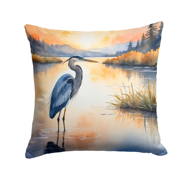 Blue Heron In The Golden Hour Throw Pillow Machine Washable, Indoor Outdoor Decorative Pillow For Couch, Bed Or Patio, 14Hx14W_maomaolike.com