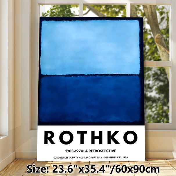 Blue Abstract Color Block Art Painting Poster, Minimalist Soft Gradient Blue Block Poster, Calming Elegant Wall Decor For Living Room, Office, Art_maomaolike.com