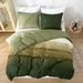 Home Garden Brushed Print Gradient Green Blue Gray Quilt Three Piece Set_maomaolike.com