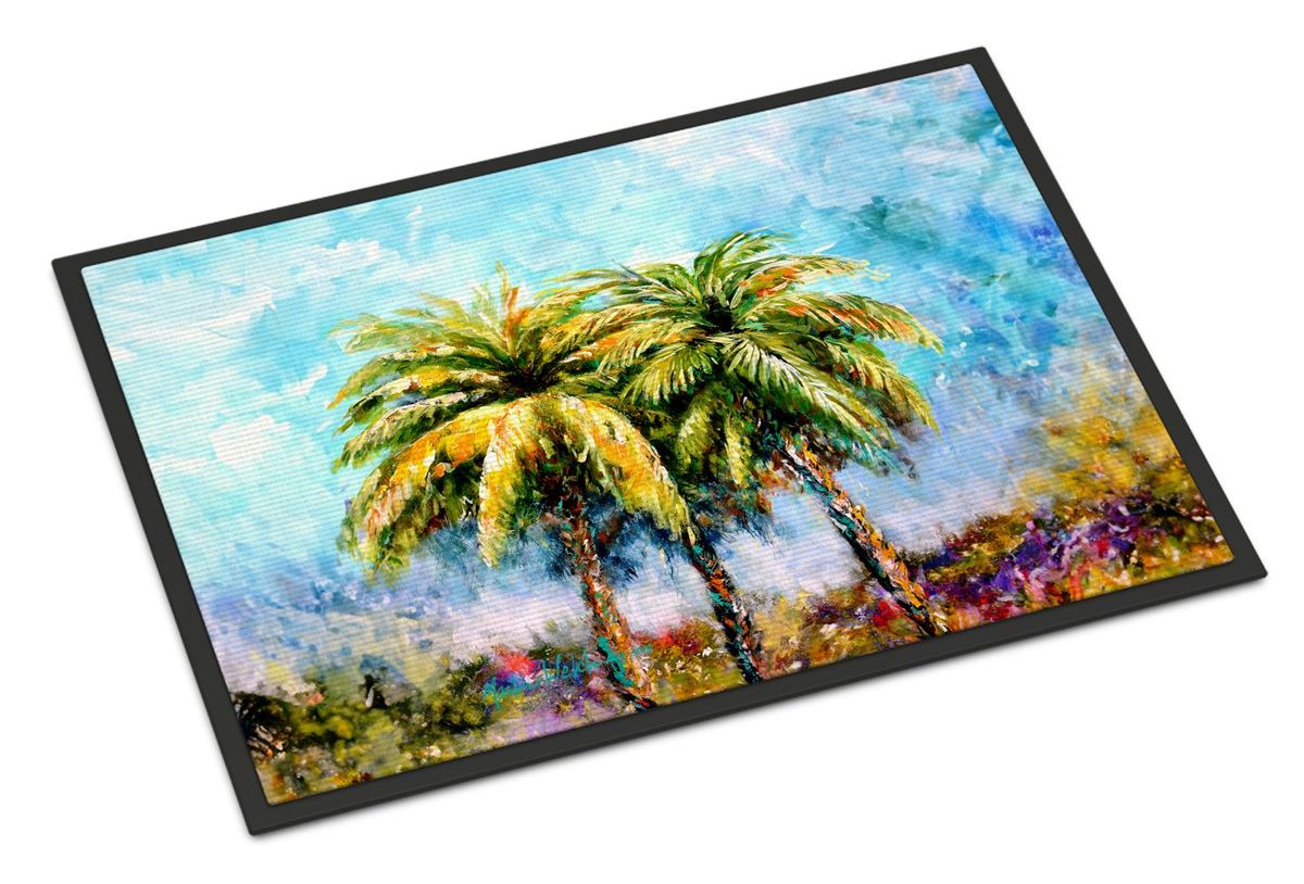 Summer Breezes Palm Tree Doormat Front Door Mat Indoor Outdoor Rugs For Entryway, Non Slip Washable Low Pile, 24H X 36W_maomaolike.com