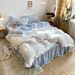 Ins Girl Heart Korean Style Thickened Warm Coral Milk Fleece Four-Piece Set Ruffled Winter French Velvet Bed Skirt_maomaolike.com