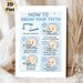 Teeth Brushing Guide Painting Poster, Light-toned Cartoon Step-by-step Instruction Poster, Practical Oral Care Guidance, Suitable For Bathroom_maomaolike.com