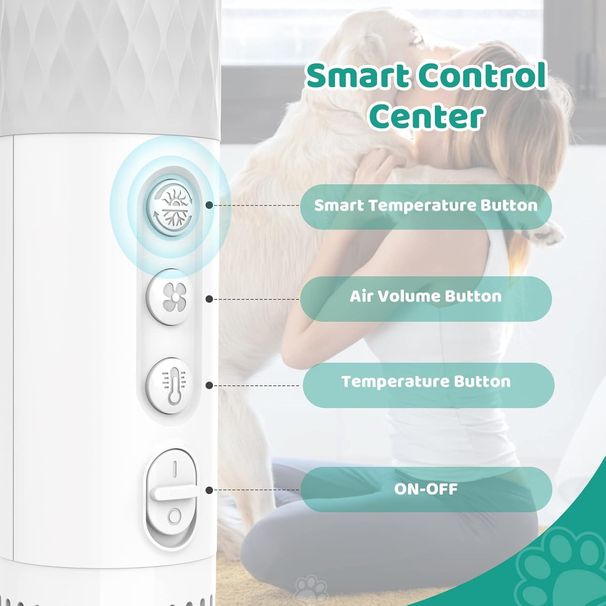Dog Hair Dryer, 5 In 1 Portable Handheld Dog Dryer With Smart Temperature Adjustment, Dog Blow Dryer With Grooming Brush For Home, Pet Washing Station, Travel_maomaolike.com