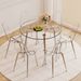 Table And Chair Set.39.7-inch Diameter Circular Dining Table: Transparent Glass Paired With Silver Table Legs,with 6 Transparent Dining Chairs: A Stylish Combination That Showcases Elegant Style._maomaolike.com