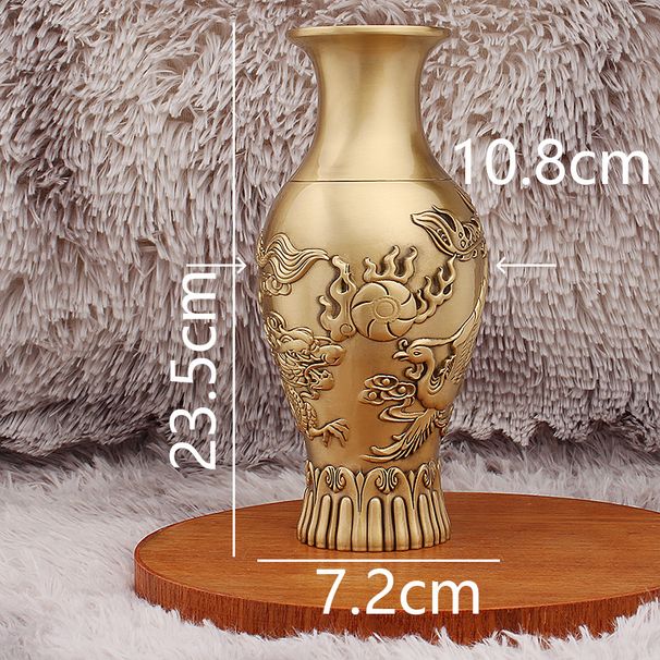 Brass Dragon And Phoenix Ornamental Vase Decoration Living Room, Entrance, Ancestral Hall, Buddhist Altar, Metal Ornament For Offe_maomaolike.com